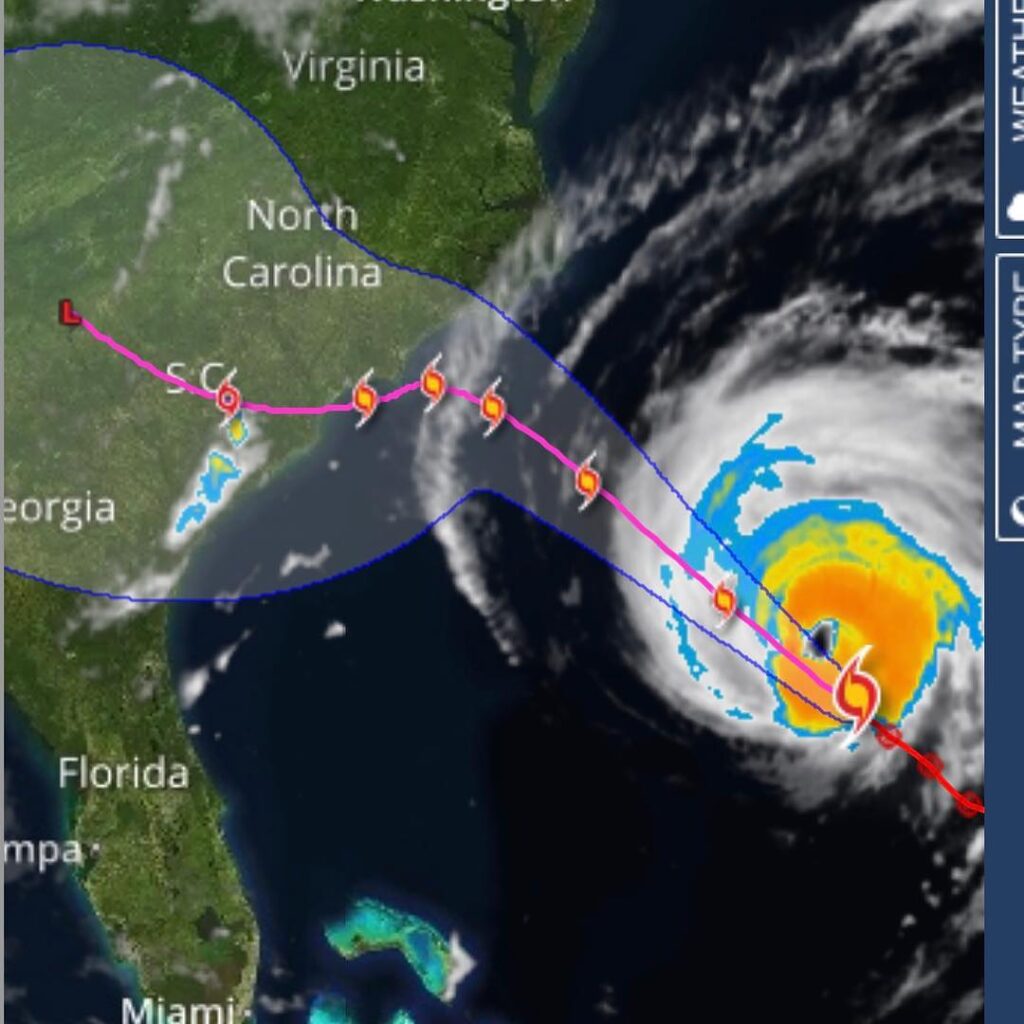 A map of Hurricane Florence's projected path